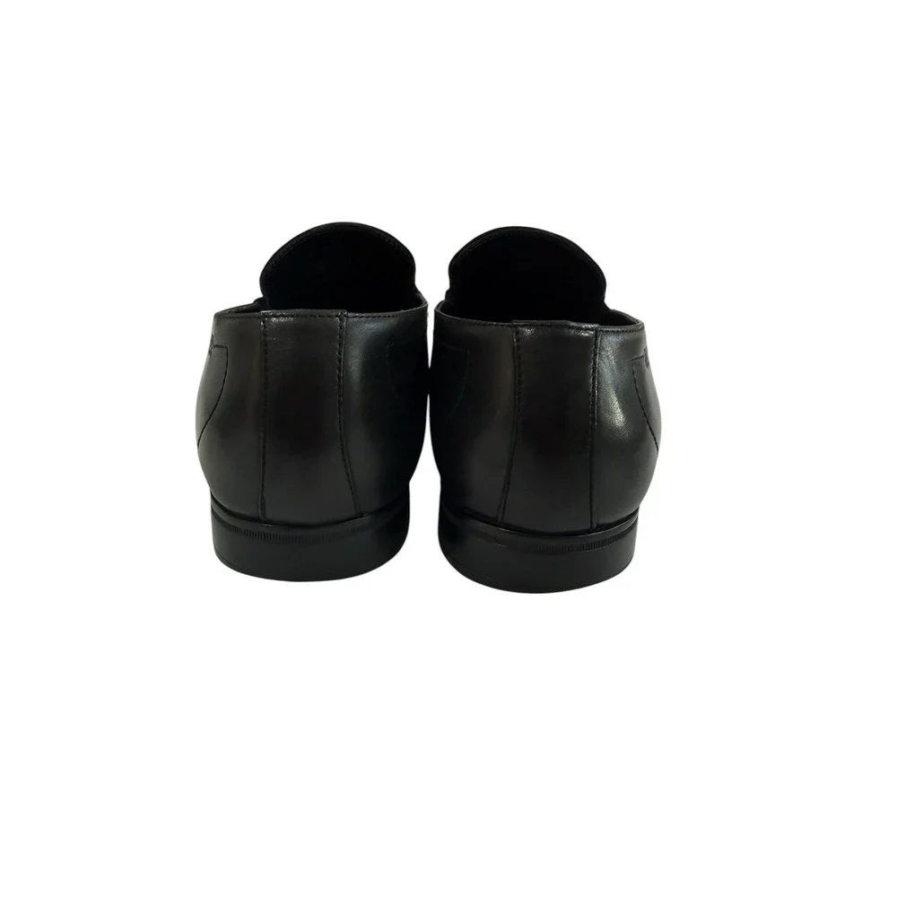 Hugo Boss Loafers Mens Size 9 Black Good Braided Strap Leather Dress Shoes